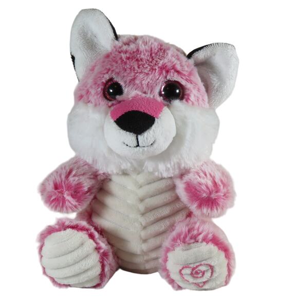 Pink Fox Plush 8" Stuffed Animal Toy Glitter Eyes Kids With Heart on Foot - Picture 2 of 11